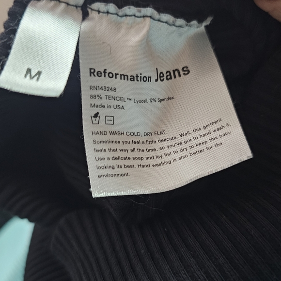 Reformation Jeans Black Ribbed Knit Jumpsuit | Size M | Made in USA Minimalist - Picture 10 of 11